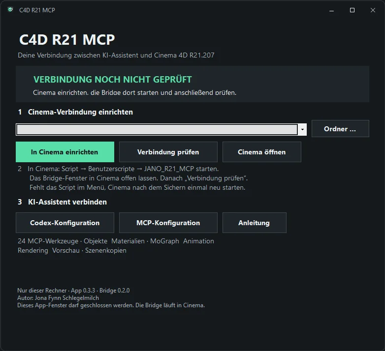Cinema 4D R21 MCP — Projektansicht