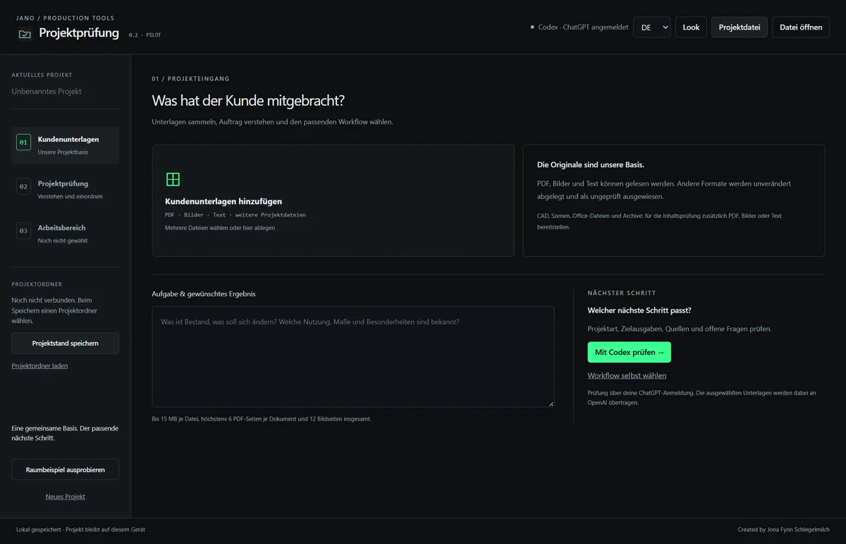 Projektprüfung — Projektansicht